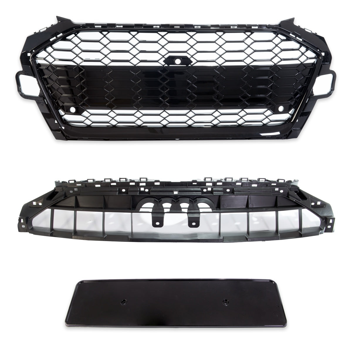 Gloss Black Front Grille with Camera passend für Audi A4 B9 2019-2023 – Bild 3