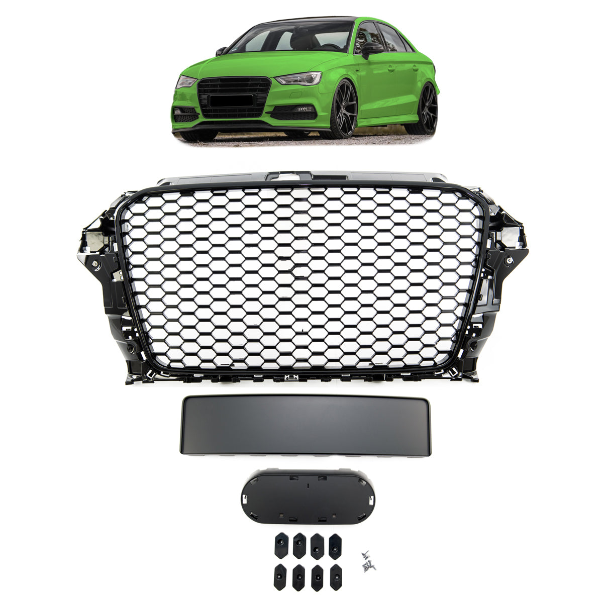 passend für Audi A3 (8V) 2012-2016 Gloss Black Front Grille without PDC – Bild 1