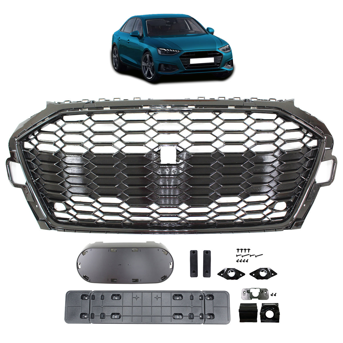 Front Grille Gloss Black passend für Audi A4 B9 Facelift 2019-2023 – Bild 2