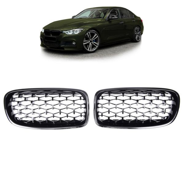 Sportgrill Kühlergrill passend für BMW 3er F30 / F31 11-18 Hochglanz schwarz
