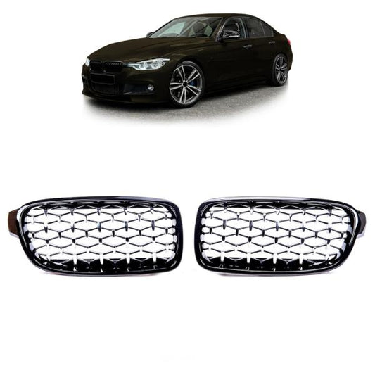Sportgrill Kühlergrill passend für BMW 3er F30 / F31 11-19 Hochglanz schwarz/chrom
