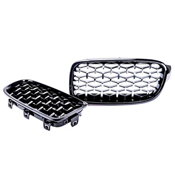 Sportgrill Kühlergrill passend für BMW 3er F30 / F31 11-19 Hochglanz schwarz/chrom