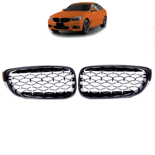 Sportgrill Kühlergrill passend für BMW 3er F34 Gran Turismo 13-20 glanz schwarz/chrom