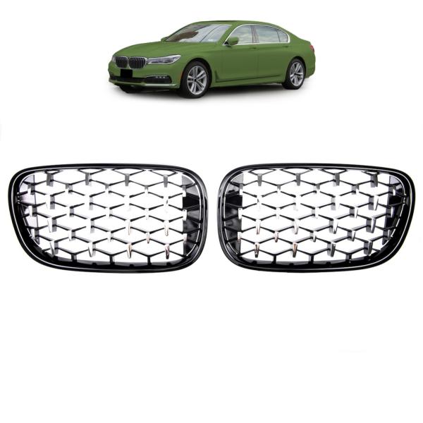 KÜHLERGRILL DIAMANT GRILL passend für BMW 7ER G11 G12 LCI AB 15-19 SCHWARZ CHROM