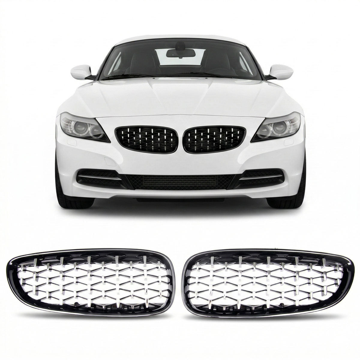 Gloss Black & Chrome Front Grille passend für BMW Z4 (E89) 2009-2016 – Bild 1