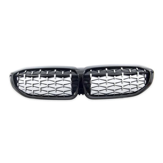 Diamant Wabengrill Kühlergril Schwarz Glanz Chrom Sport passend für BMW 3er G20 G21