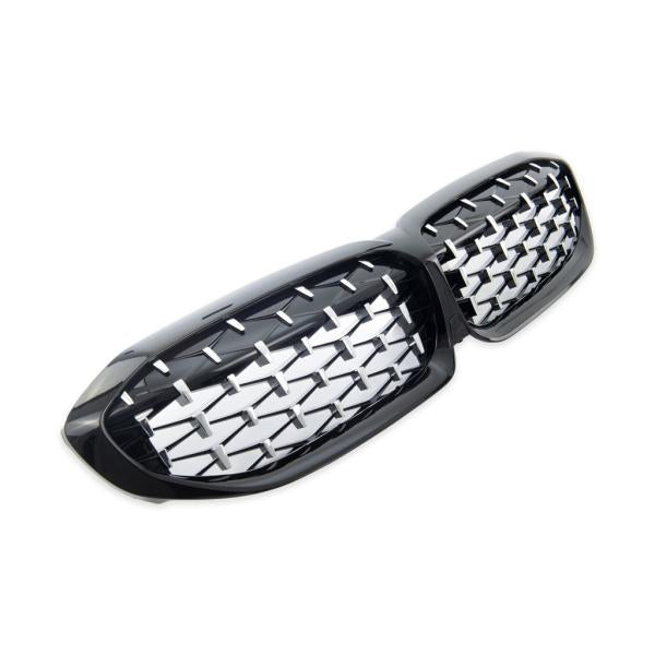 Diamant Wabengrill Kühlergril Schwarz Glanz Chrom Sport passend für BMW 3er G20 G21