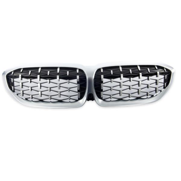 Sportgrill Kühlergrill passend für BMW 3er G20 / G21 19-22 Hochglanz schwarz/Matt silber