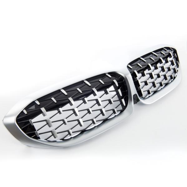 Sportgrill Kühlergrill passend für BMW 3er G20 / G21 19-22 Hochglanz schwarz/Matt silber