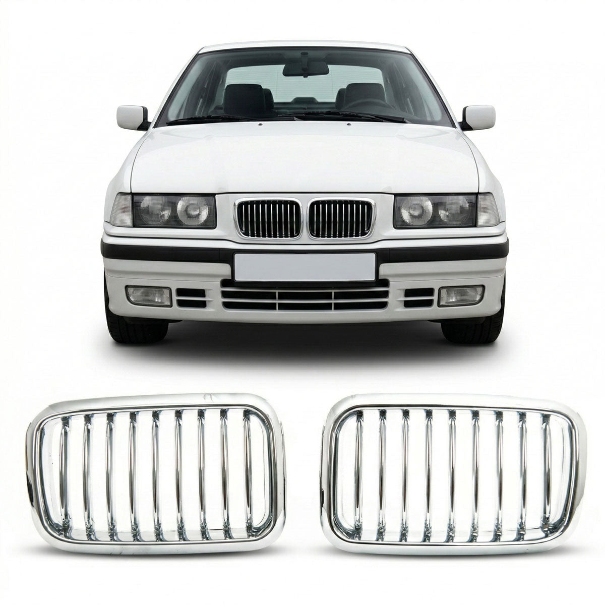 Grille Single Line All Chrome passend für BMW 3 Series E36 1991-1996 – Bild 1