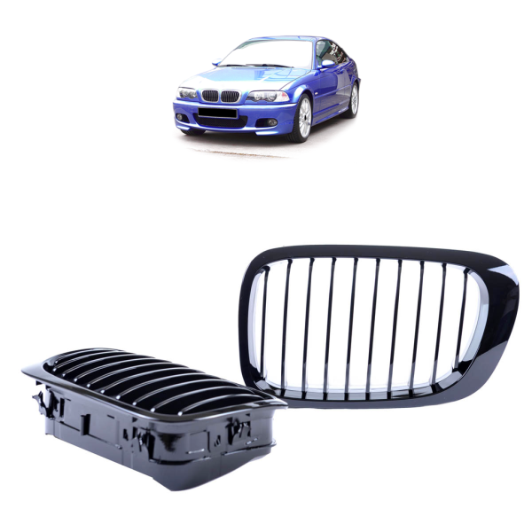 Set Sport Kühlergrill Performance schwarz glanz passend für BMW E46 Coupe Cabrio 99-03