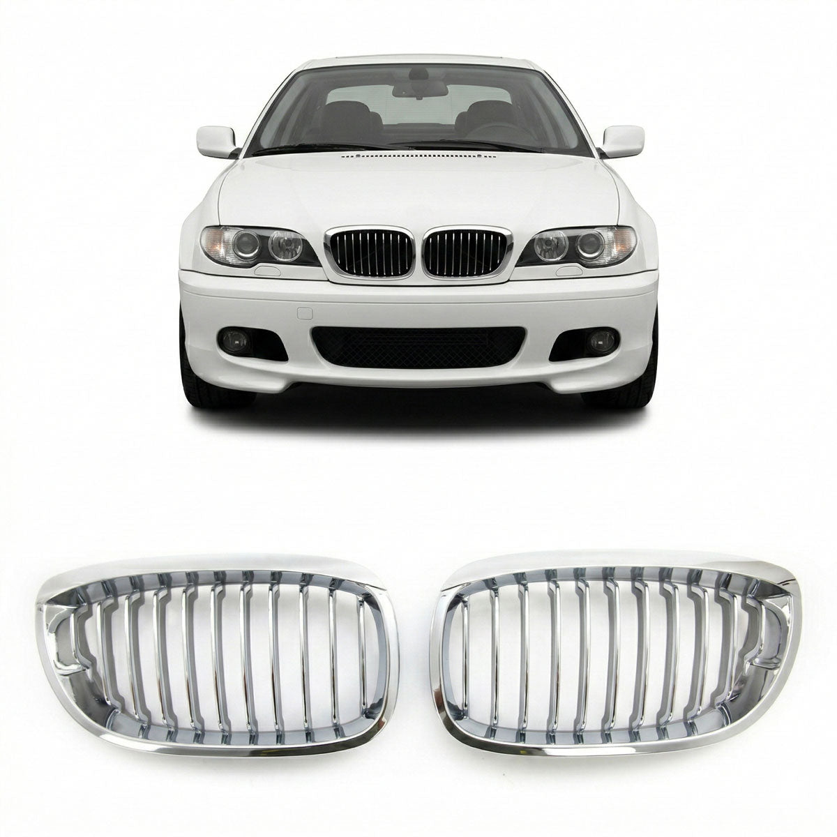 Chrome Single Line Front Grille passend für BMW 3 Series E46 Coupe Cabrio 03-06 – Bild 1