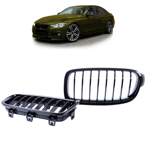 Kühlergrill Sport-Performance komplett hochglanz Schwarz passt passend für BMW F30 F31