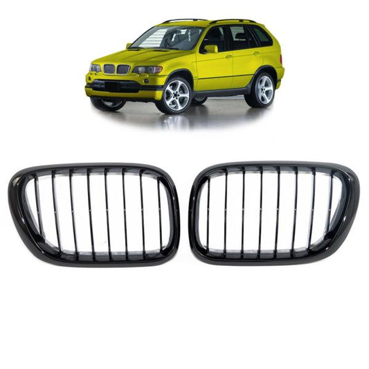 Sportgrill Kühlergrill Single passend für BMW X5 E53 00-03 Hochglanz schwarz