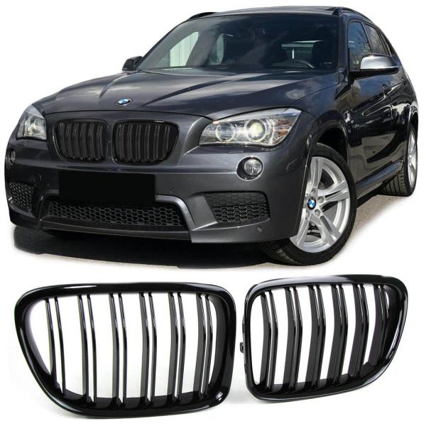 Doppelsteg Kühlergrill Grill Schwarz glänzend passend für BMW X1 E84 ab 09-15 auch M