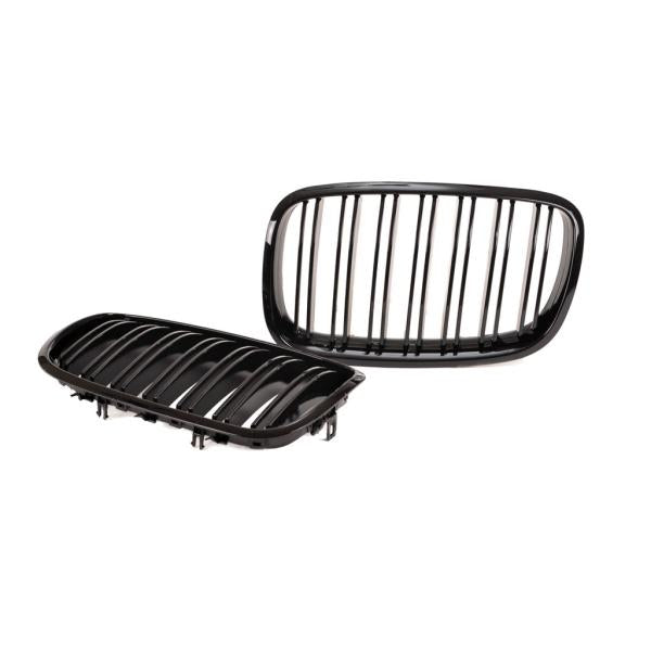 Doppelsteg Kühlergrill Schwarz Glanz Set passt passend für BMW X5 E70 X6 E71 E72 06-13