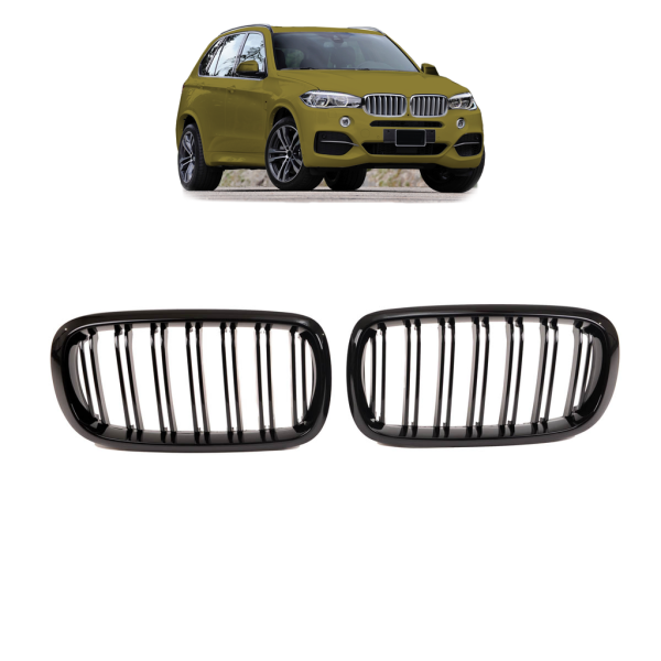 Kühlergrill Frontgrill passend für BMW X5 F15 / X6 F16 13-17 Doppelsteg Schwarz Glanz