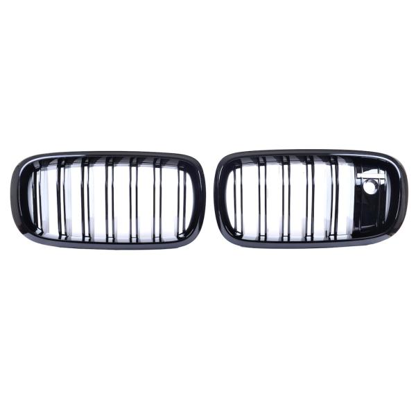 Set Doppelsteg KÜHLERGRILL Glanz Schwarz passt passend für BMW X5 F15 X6 F16 mit Kamera