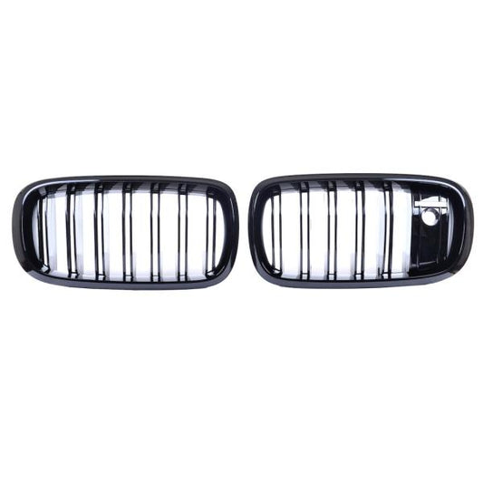 Set Doppelsteg KÜHLERGRILL Glanz Schwarz passt passend für BMW X5 F15 X6 F16 mit Kamera