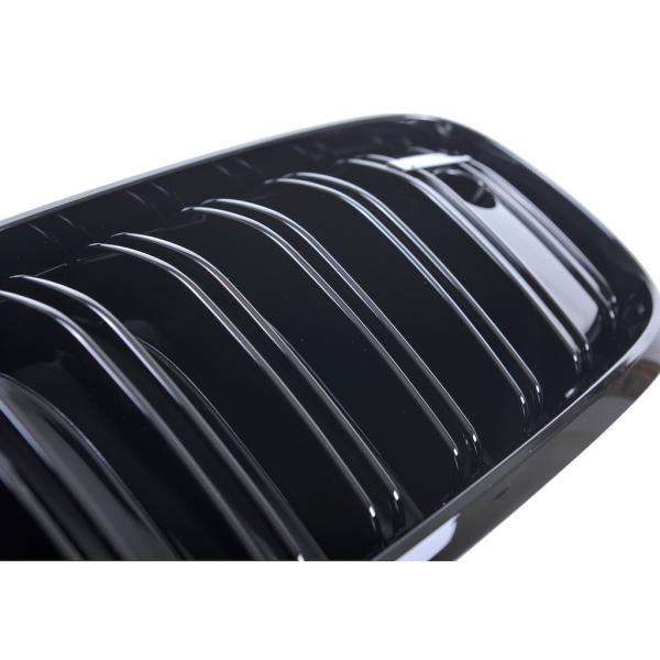 Set Doppelsteg KÜHLERGRILL Glanz Schwarz passt passend für BMW X5 F15 X6 F16 mit Kamera