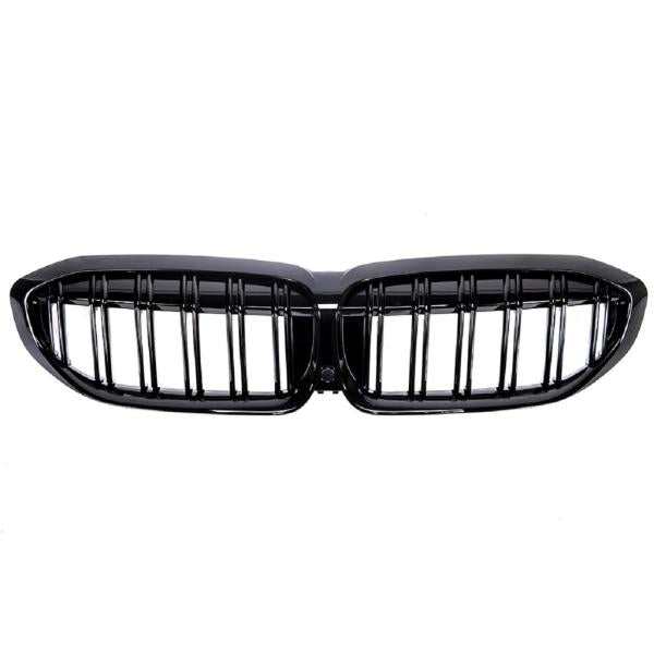 Set Doppelsteg Kühlergrill passt passend für den BMW 3er G20 G21 Schwarz Glanz Sport