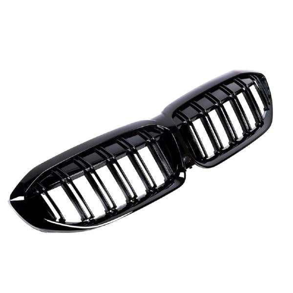 Set Doppelsteg Kühlergrill passt passend für den BMW 3er G20 G21 Schwarz Glanz Sport
