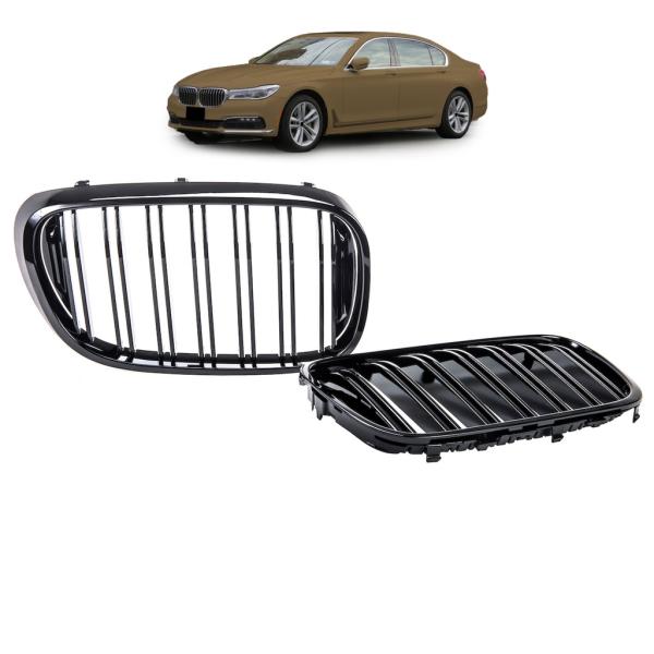 Doppelsteg Kühlergrill Schwarz GLANZ Performance passt passend für BMW 7er G11 G12 2014-2019