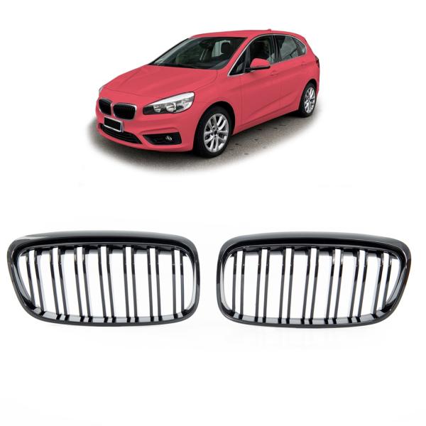 Set Doppelsteg Kühlergrill schwarz Glanz passend für BMW 2er Active Tourer F45