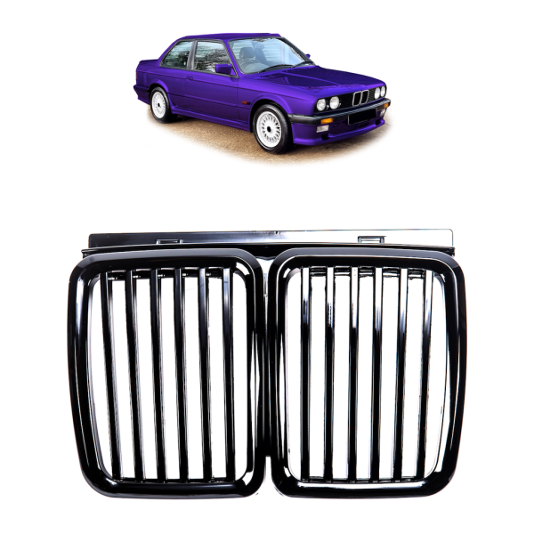 Satz Sport Kühlergrill passend für BMW 3er E30 passend in hochglanz Schwarz alle Modelle