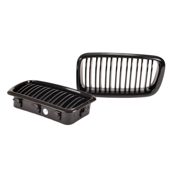 Set Doppelsteg Kühlergrill Schwarz GLANZ Performance passt passend für BMW 7er E38 94-02