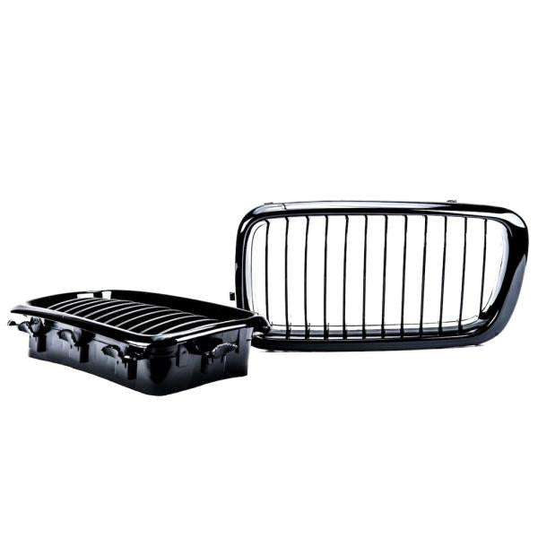 Set Kühlergrill Schwarz GLANZ Performance passt passend für BMW 7er E38 94-02