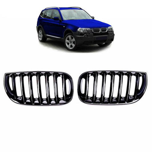 Sportgrill Kühlergrill kompatibel mit passend für BMW X3 F83 03-06 Hochglanz schwarz
