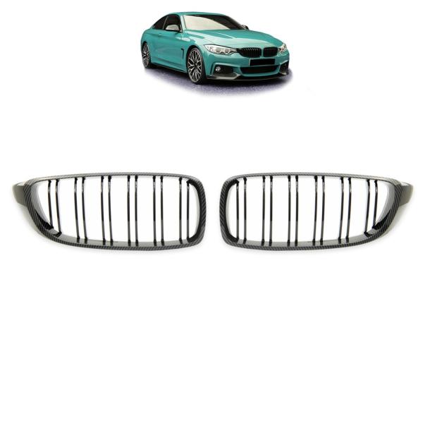 Sportgrill Kühlergrill Doppelsteg passend für BMW 4er F32 / F33 / F36 13-21 Carbon Look