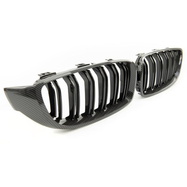 Sportgrill Kühlergrill Doppelsteg passend für BMW 4er F32 / F33 / F36 13-21 Carbon Look