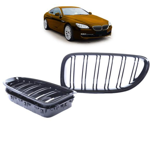 Sportgrill Kühlergrill Doppelsteg passend für BMW 6er F12 / F13 11-18 Hochglanz schwarz