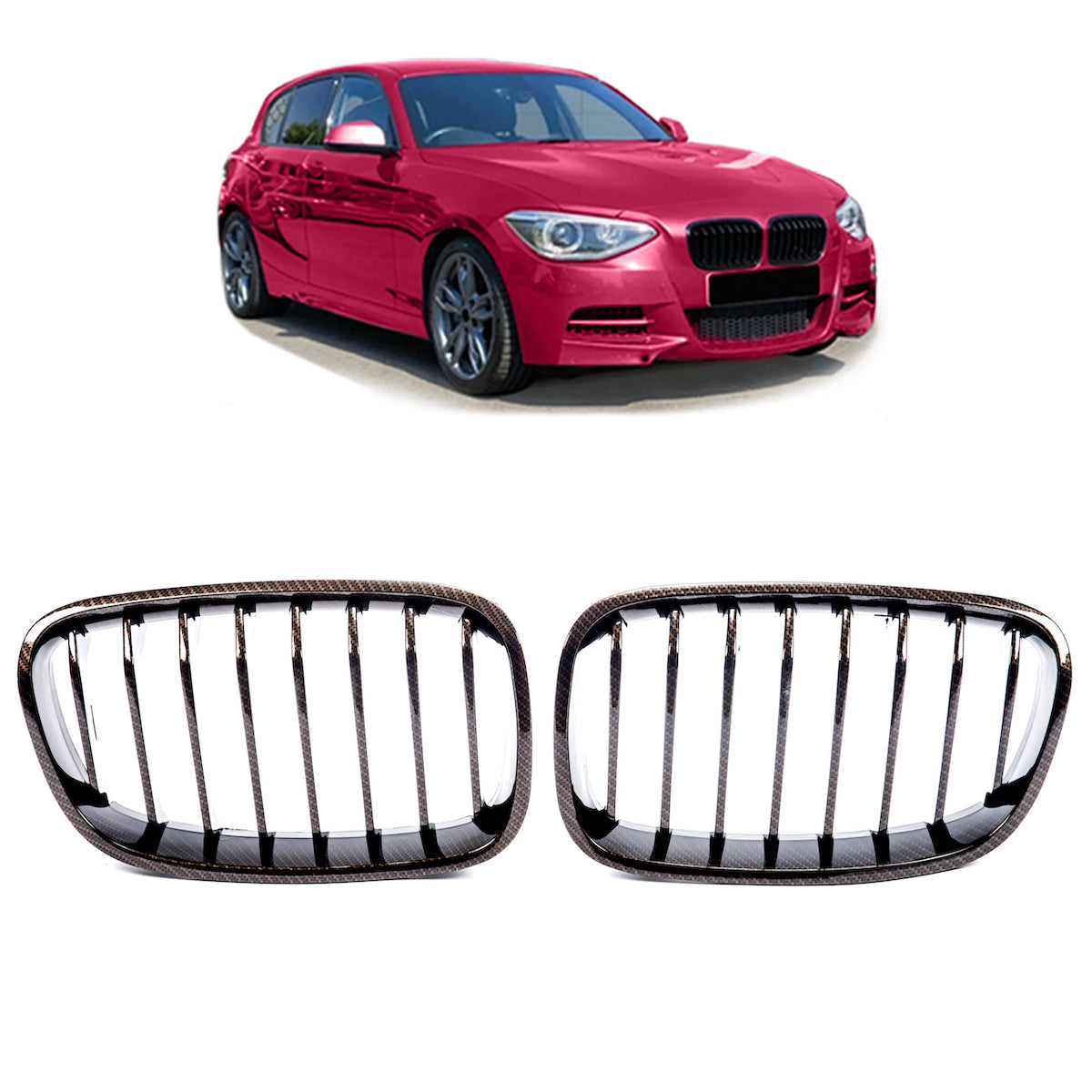 Grille Single Line Carbon Look passend für BMW 1 Series F20 F21 2011-2015 – Bild 1