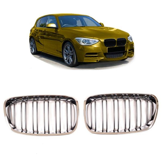 Sportgrill Kühlergrill Doppelsteg passend für BMW 1er F20 / F21 11-15 schwarz/chrom