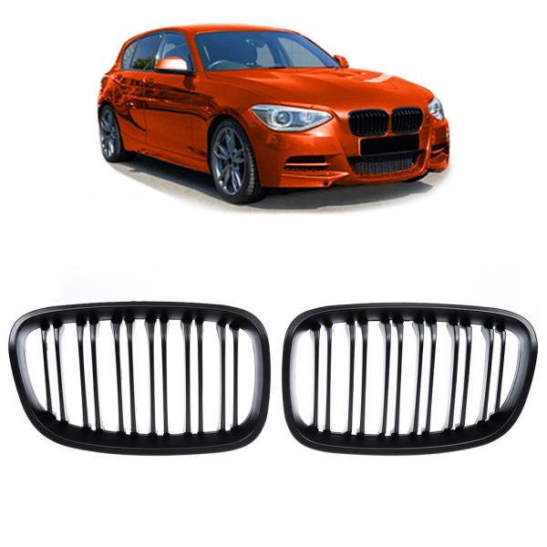 Sportgrill Kühlergrill Doppelsteg passend für BMW 1er F20 / F21 11-15 schwarz/Matt