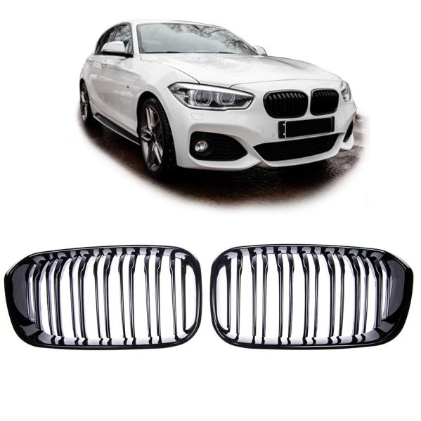 Sportgrill Kühlergrill Doppelsteg passend für BMW 1er F20 / F21 15-19 glanz schwarz