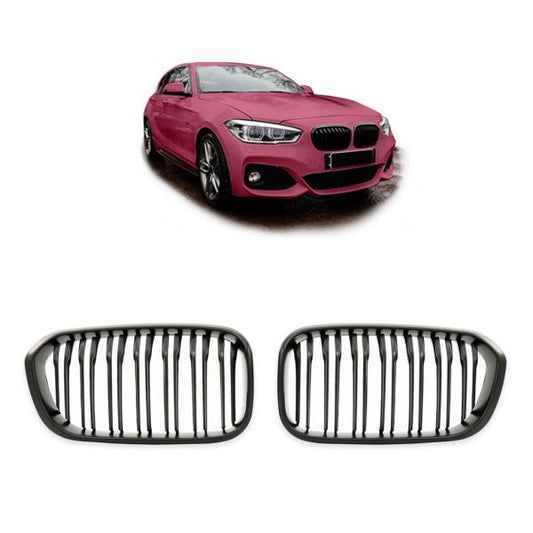 Sportgrill Kühlergrill Doppelsteg passend für BMW 1er F20 / F21 15-19 schwarz/Matt