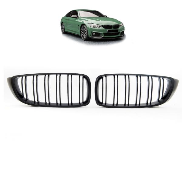 Sportgrill Kühlergrill Doppelsteg passend für BMW 4er F32 / F33 / F36 13-21 schwarz/Matt