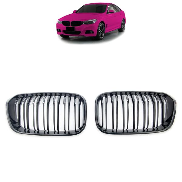 Sportgrill Kühlergrill Doppelsteg passend für BMW 3er F34 Gran Turismo 13-20 glanz schwarz
