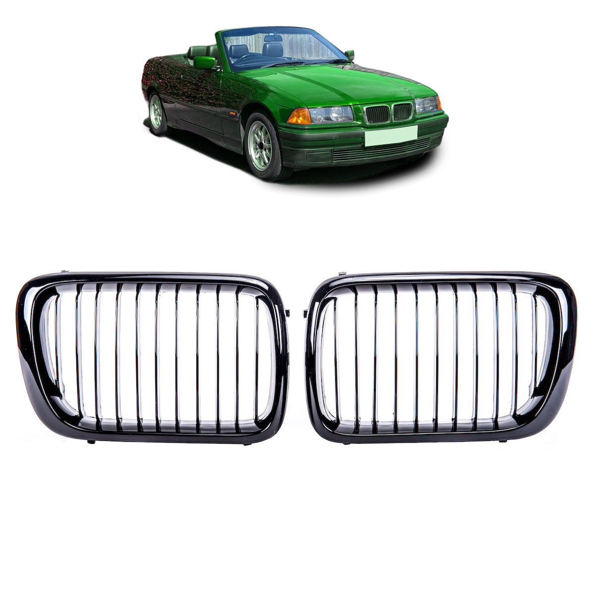 Front Grille Gloss Black Single Line passend für BMW 3 Series E36 1996-2000 – Bild 1