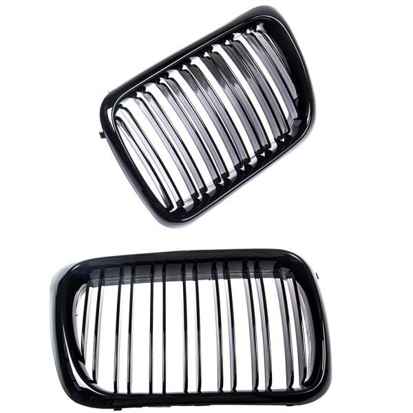 Sportgrill Kühlergrill Doppelsteg passend für BMW 3er E36  96-00 Hochglanz schwarz
