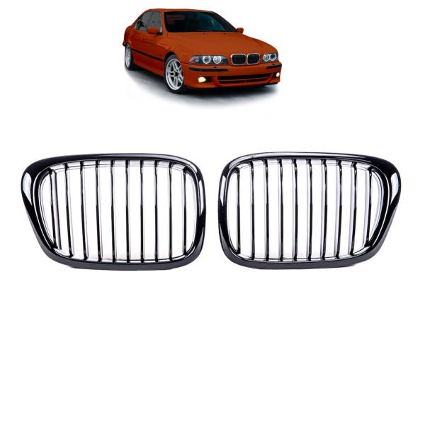 Sportgrill Kühlergrill Single passend für BMW 5er E39 95-03 Hochglanz schwarz