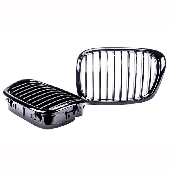 Sportgrill Kühlergrill Single passend für BMW 5er E39 95-03 Hochglanz schwarz