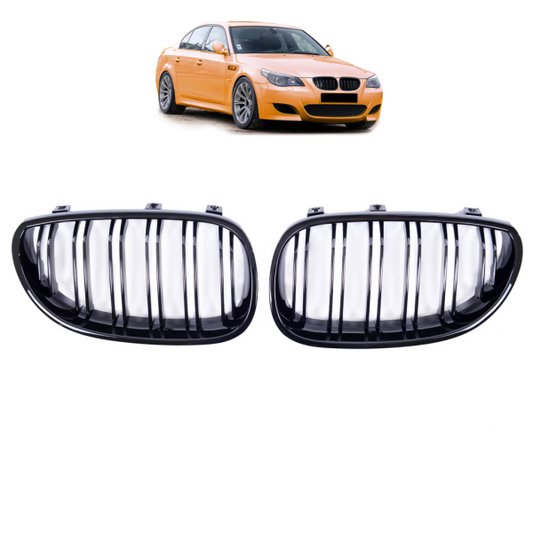 Sportgrill Kühlergrill Doppelsteg passend für BMW 5er E60 / E61 03-10 Hochglanz schwarz