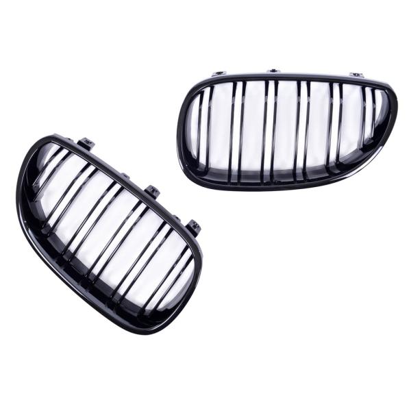 Sportgrill Kühlergrill Doppelsteg passend für BMW 5er E60 / E61 03-10 Hochglanz schwarz