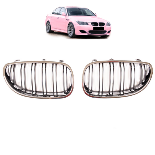Sportgrill Kühlergrill Doppelsteg passend für BMW 5er E60 / E61 03-10 schwarz/chrom