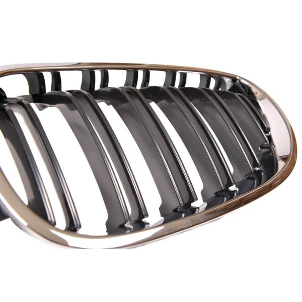 Sportgrill Kühlergrill Doppelsteg passend für BMW 5er E60 / E61 03-10 schwarz/chrom
